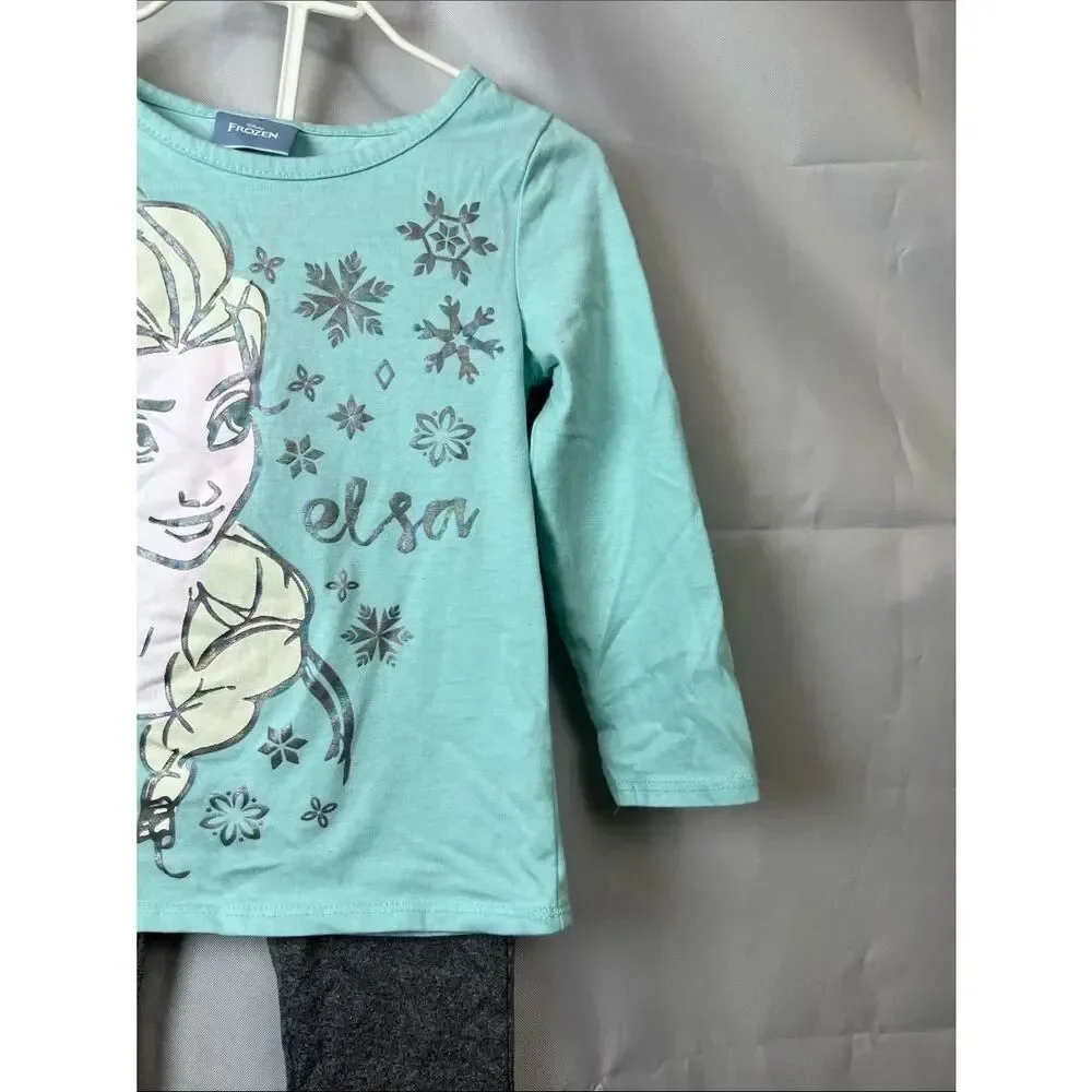 Disney Frozen Mint and Gray Elsa long pajama set 3T